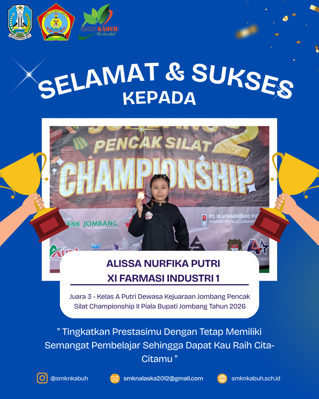 Juara 3 Kelas A Putri Dewasa Kejuaraan Jombang Pencak Silat Championship II Piala Bupati Jombang Tahun 2026